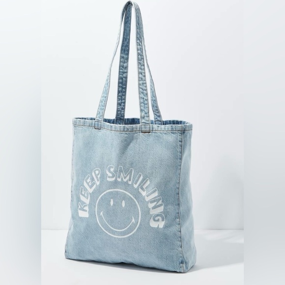 American Eagle Outfitters Keep Smiling Denim Tote Bag - Picture 1 of 10